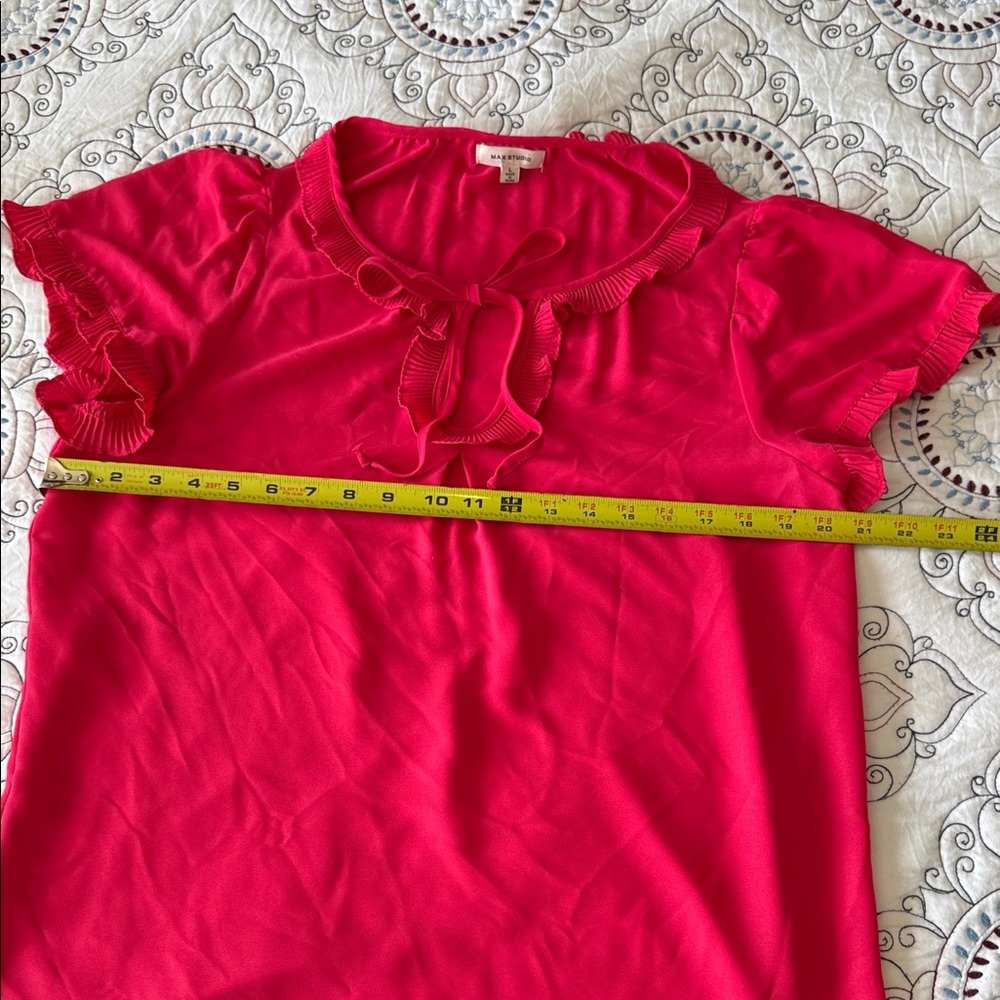 Max Studio Vibrant Pink Ruffled Blouse - Picture 4 of 5